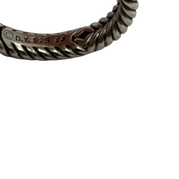 DAVID YURMAN WHITE AGATE STONE AND DIAMONDS 925 STERLING SILVER PETITE ALBION RI - Picture 3 of 5